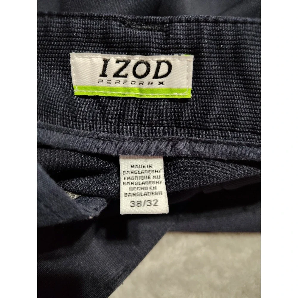 Izod Golf Pants Men 38x32 Navy Blue Chino Performance Stretch Comfort Straight